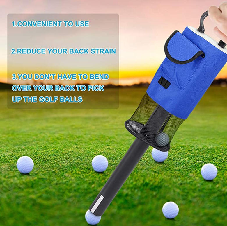 Golf Ball Shag Bag 60-70 Balls Practice Pick Up Holder Receiver Tube Collector