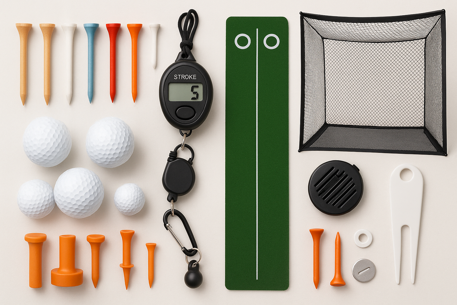 GOLF TEES,GOLF COUNTER,GOLF MAT,GOLF BRUSH,GOLF Nets, Golf Ball etc..